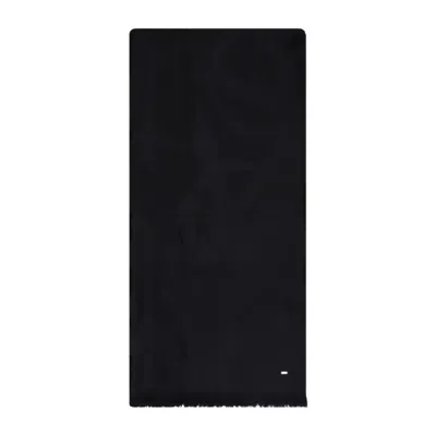 SAINT LAURENT SAINT LAURENT BLACK WOOL YSL SCARF