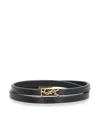 Saint Laurent Cassandre Double Wrap Bracelet In Leather And Metal Accessories In Black