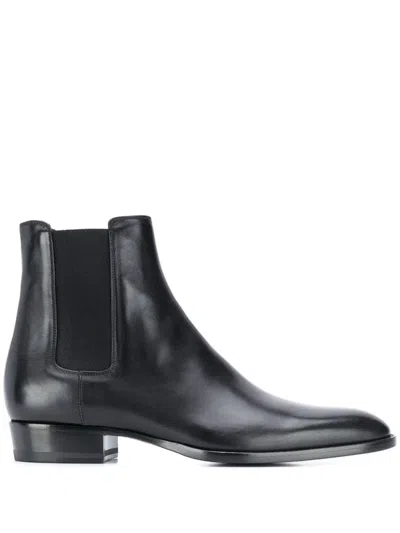 SAINT LAURENT BLACK LEATHER CHELSEA BOOTS
