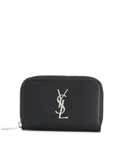Saint Laurent Black Zipper Around Wallet