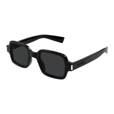 Saint Laurent Black-black-black Acetate Sunglasses In Pattern
