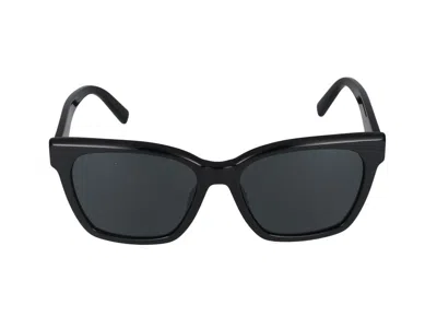 Saint Laurent Black-black-black Acetate Sunglasses In Orange
