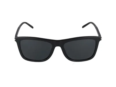 Saint Laurent Black-black-black Acetate Sunglasses In Pattern