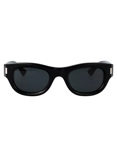 Saint Laurent Black-black-black Recycled Acetate Sunglasses In Gold