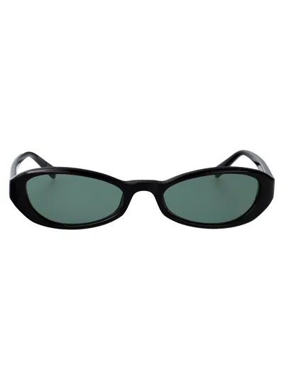 Saint Laurent Black-black-green Acetate Sunglasses
