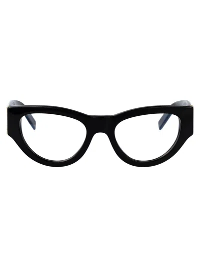 Saint Laurent Black-black-transparent Acetate Glasses In Purple