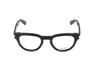 Saint Laurent Black-black-transparent Acetate Glasses In Neutral