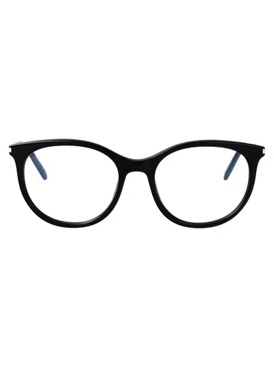 Saint Laurent Black-black-transparent Acetate Glasses In Pink