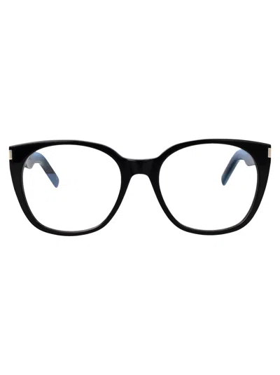 Saint Laurent Black-black-transparent Acetate Glasses In White