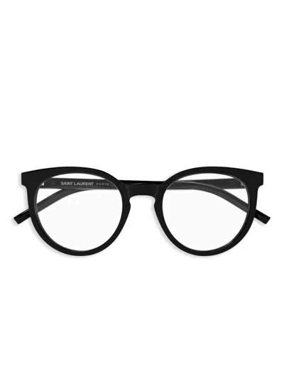 Saint Laurent Black-black-transparent Acetate Glasses In Yellow