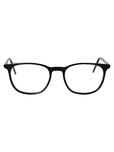 Saint Laurent Black-black-transparent Injected Glasses In Burgundy