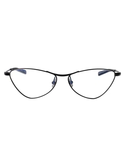 Saint Laurent Black-black-transparent Metal Glasses In Pattern