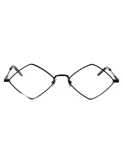 Saint Laurent Black-black-transparent Metal Glasses In Gold