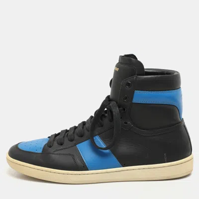 Pre-owned Saint Laurent Black/blue Leather Sl-10h High Top Trainers Size 41