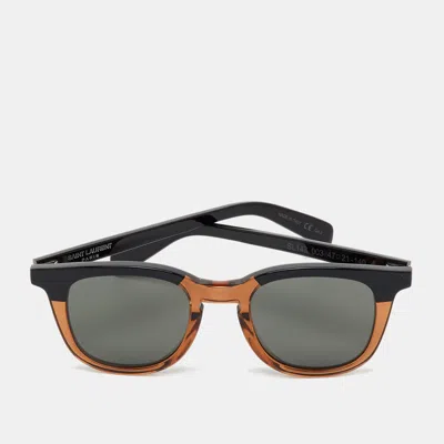 Pre-owned Saint Laurent Black/brown Sl 143 003 Frame Square Sunglasses