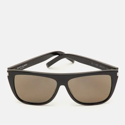 Pre-owned Saint Laurent Black/grey Acetate Sl 1 Rectangular Sunglasses