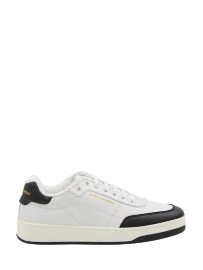 Saint Laurent Blackwhite Logo Sneakers In White