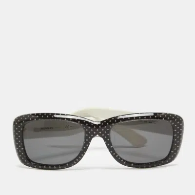 Pre-owned Saint Laurent Black/white Printed 2320/s Rectangular Sunglasses