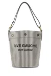 Saint Laurent Striped Bucket Bag Metal Hardware In Blackwhite