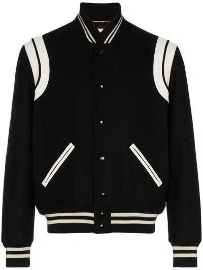 SAINT LAURENT SAINT LAURENT  BLACK/WHITE WOOL BOMBER JACKET
