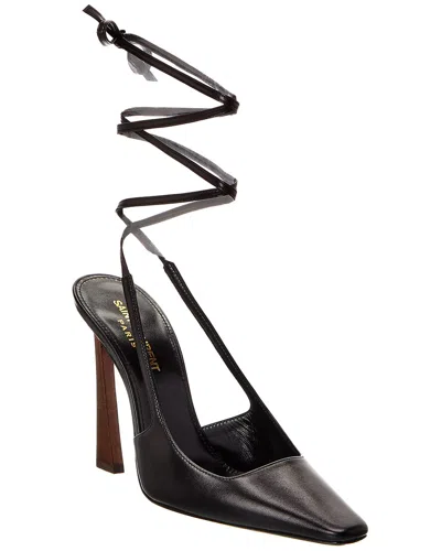 Saint Laurent Blade 105 Leather Slingback Pump In Black