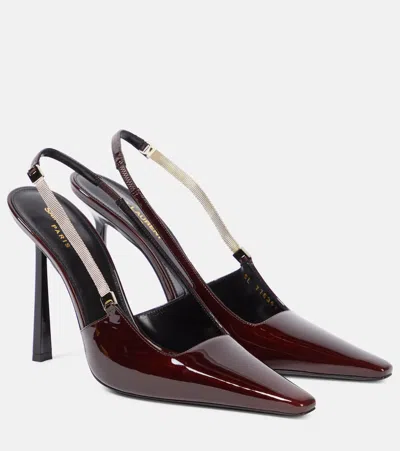 Saint Laurent Blake 110 Patent Leather Slingback Pumps In Brown