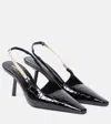 Saint Laurent Blake Croc-effect Leather Slingback Pumps In Noir