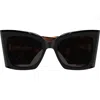 Saint Laurent Blaze Acetate Cat-eye Sunglasses In 003 Shiny Solid B