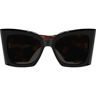 Saint Laurent Blaze 54mm Cat Eye Sunglasses In Black/tortoise