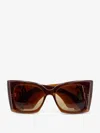 Saint Laurent Sl 572 Sunglasses With Geometrical Square Frames In Acetate And With Nylon Lenses In Burgundy