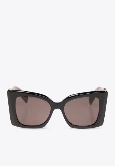 Saint Laurent Blaze Oversized Butterfly Sunglasses In Grey
