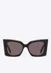 Saint Laurent Sl M119 Blaze Rectangular Sunglasses In Gray
