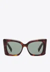Saint Laurent Womens M119 Blaze Rectangle-frame Acetate Sunglasses In Green