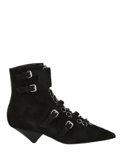 Saint Laurent Blaze Suede Ankle Boots In Black