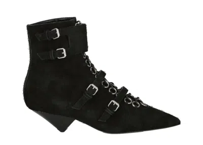 Pre-owned Saint Laurent Blaze Suede Ankle Boots Suede (women's) Sneakers In Black