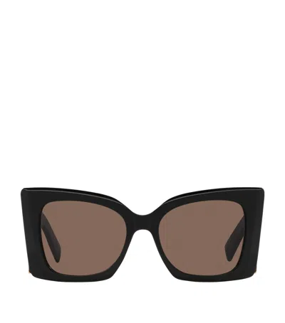 Saint Laurent Womens M119 Blaze Rectangle-frame Acetate Sunglasses In Black
