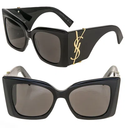 Pre-owned Saint Laurent Blaze Ysl Slm119 001 Black Bold Cassandre Logo Sunglass 119 M119 In Gray