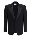 Saint Laurent Tuxedo Wool Blazer With Satin Lapel In Black