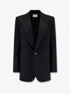Saint Laurent Satin-trimmed Wool Blazer In Black