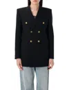 Saint Laurent Double-breasted Wool Jacket Notched Lapels In Black