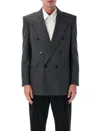 Saint Laurent Double-breasted Blazer In Gray