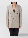 Saint Laurent Blazer Double Breasted Padded Shoulders In Gray