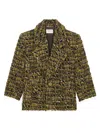 Saint Laurent Multicolor Wool Oves Aries Full-length Jacket In Green