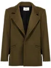 Saint Laurent Single-breasted Wool Coat In Green