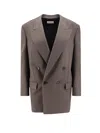 Saint Laurent Wool Gabardine Jacket In Grey