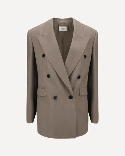Saint Laurent Blazer In Lana In Brown