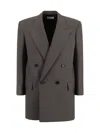 Saint Laurent Wool Gabardine Jacket In Argile