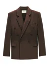 Saint Laurent Double-breasted Blazer In Brown