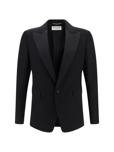 Saint Laurent Oversized Single-breasted Tuxedo Blazer In Black