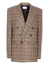 Saint Laurent Double-breasted Checked Silk And Cashmere-blend Blazer In Pattern